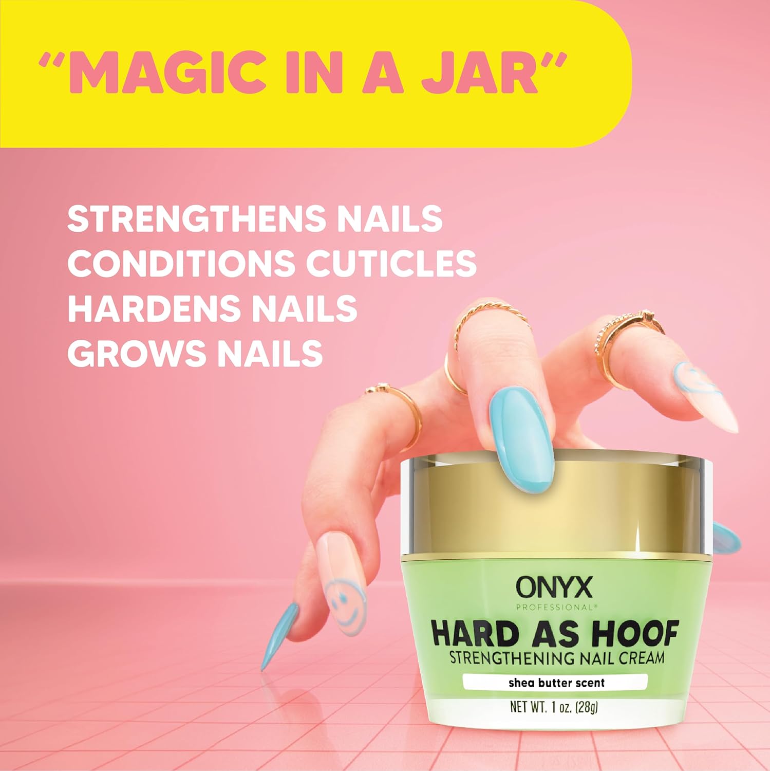 Onyx Professional Hard as Hoof Nail Strengthening Cream, Shea Butter Scent - Nail Growth & Conditioning Cuticle Cream Stops Splits, Chips, Cracks & Strengthens Nails, 1 oz-Velvo Beauty