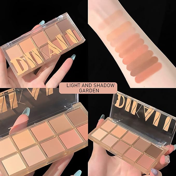 10 Colors Eyeshadow Palette Matte Naked Eye Shadow Makeup,High Pigmented, Naturing-Looking, Ultra-Blendable,Long Lasting High Pigment Nude Eyeshadow with 3 Eyeshadow Brush(Milk Tea)-Velvo Beauty