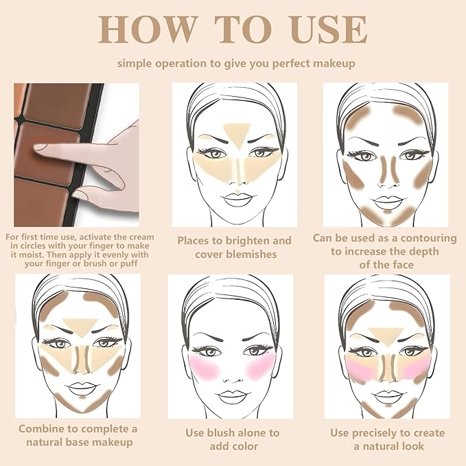 Cream Blush & Concealer Palette, 12 Colors, Long Wearing, Smudge Proof, Blendable Matte Finish, Face Makeup (02)-Velvo Beauty