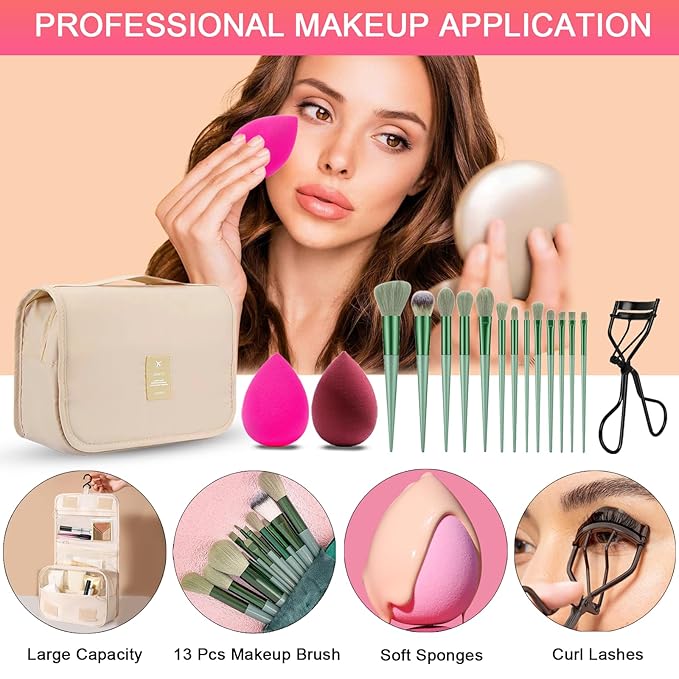 All in One Makeup Kit for Women Full Kit, Professional Travel Makeup Kit for Women & Teens, Foundation Eyeshadow Lipstick Brow Pencil Eyeliner Contour Powder, Complete Make Up Gift Set for Beginners-Velvo Beauty