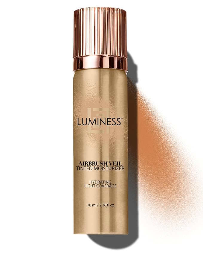 LUMINESS Airbrush Veil Tinted Moisturizer, Tan 100 - Lightweight, Hydrating, & Skin-Plumping Face Moisturizer Spray - Facial Skin Tint with Hyaluronic Acid Ceramides, Glycerin, Aloe & Hydrolyzed Silk-Velvo Beauty