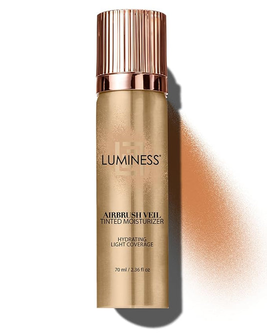 LUMINESS Airbrush Veil Tinted Moisturizer, Tan 100 - Lightweight, Hydrating, & Skin-Plumping Face Moisturizer Spray - Facial Skin Tint with Hyaluronic Acid Ceramides, Glycerin, Aloe & Hydrolyzed Silk-Velvo Beauty