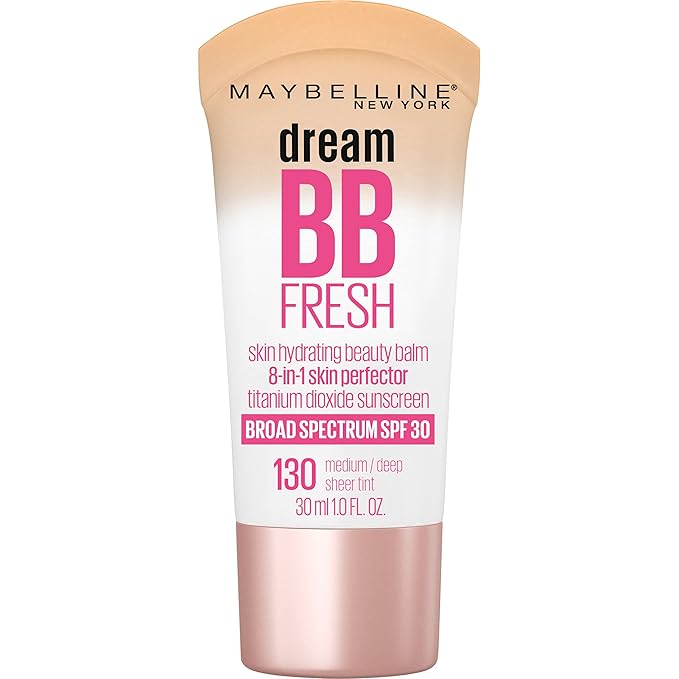 Maybelline Dream Fresh Skin Hydrating BB cream, 8-in-1 Skin Perfecting Beauty Balm with Broad Spectrum SPF 30, Sheer Tint Coverage, Oil-Free, Medium/Deep, 1 Fl Oz-Velvo Beauty