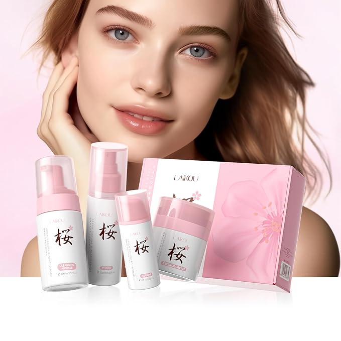 Skin Care, Skin Care Set, Skin Care Kit with Cleansing Mousse, Toner, Serum, Essence Cream Women Beauty Gift Sets 4pcs for Women Teen Girls Mom Daughter Mother's Day Birthday Christmas-Velvo Beauty