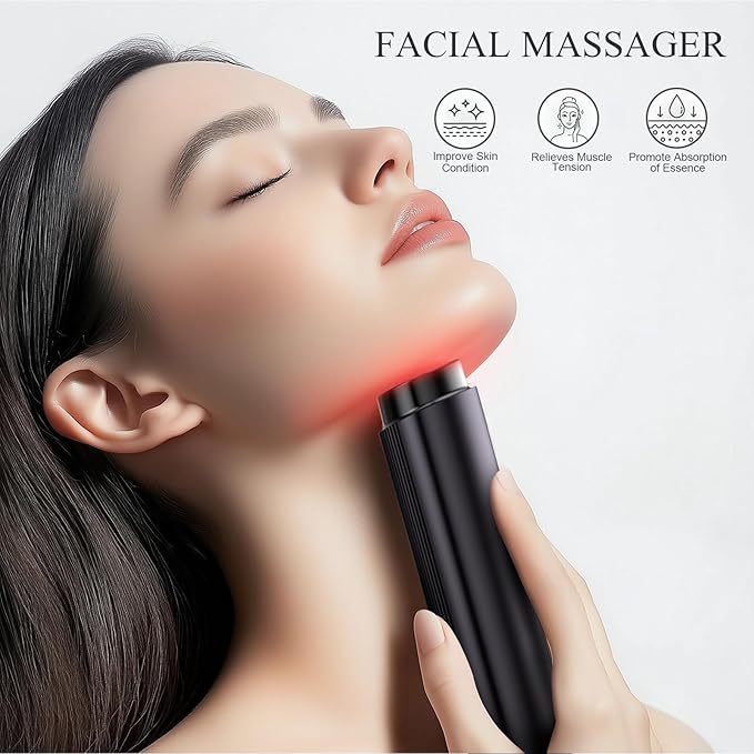 Microcurrent Facial Device, BNU 3-in-1 Light Therapy Beauty Massager for Wrinkle, Lifting, Firming, Puffiness Reduction and Promote Absorption, 4 Level Skin Tightening Machine for Face, Neck and Eye-Velvo Beauty