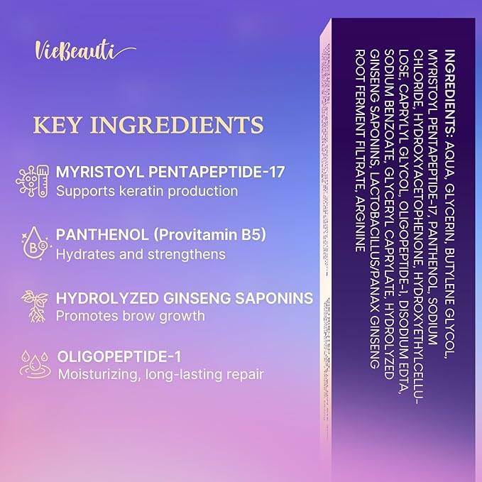 VieBeauti Eyebrow Growth Serum: Eyebrow Serum to Grow Brows with Advanced Formula to Boost Longer Fuller and Thicker Looking Eyebrows 3mL-Velvo Beauty