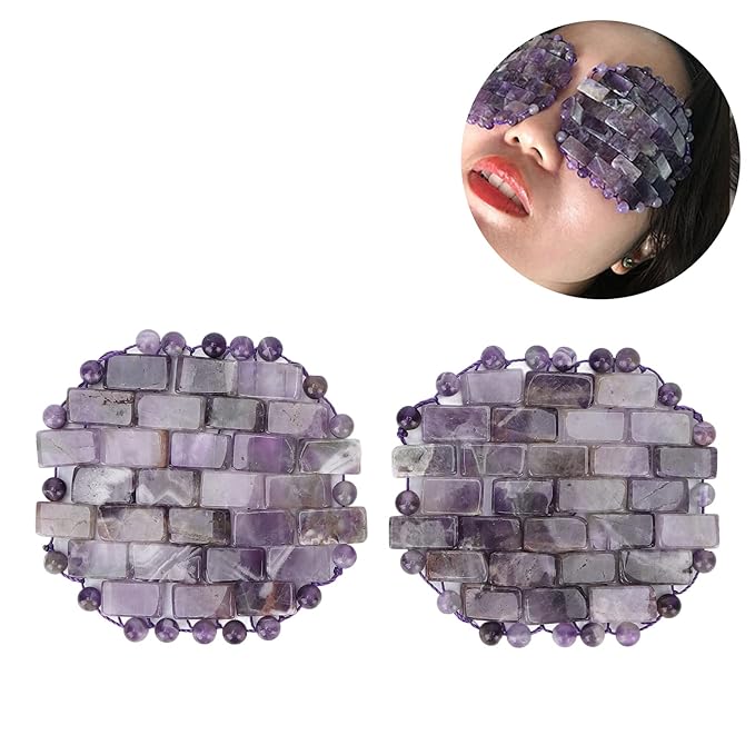 Jade Eye Mask, Amethyst Eye Pack Wrinkle Puff Elimination Dark Circles Fading Quartz Stone Eye Patch Jadestone Eye Massager Relieve Eye Fatigue-Velvo Beauty