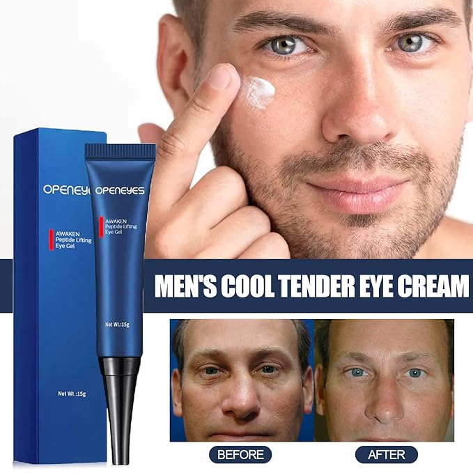AKARY Awaken Peptide Depuffing Eye Gel, OPENEYES Lifts Firming Eye Tightener, Men's Moisturizing Eye Cream Hydrating Eye Gel Smooths Under Eyes for Dark Circles, Puffiness, Fine Lines, and Bags-Velvo Beauty