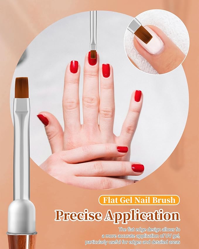 3PCS Nail Art Clean Up Brushes, Round/Angled/flat Acetone Resistant Gel Nail Polish Remover Brush, Nail Brushes for Tidying Up Polish Mishaps on Cuticles, and Nail Art Designs（Wood color）-Velvo Beauty