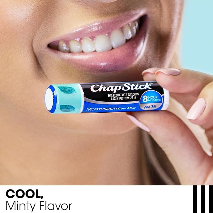 ChapStick Moisturizer Original, Black Cherry and Cool Mint Lip Balm Tubes Variety Pack, SPF 15 and Skin Protectant - 0.15 Oz (Pack of 3)-Velvo Beauty