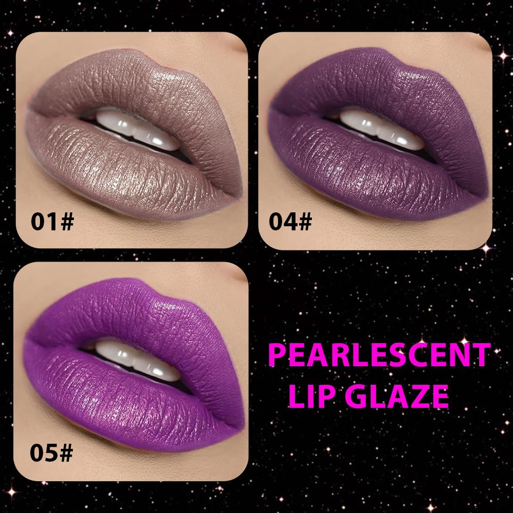 Taupe Purple Dark Purple Metallic Lipstick for Women,Glitter Sparkling Liquid Lipstick,Long Lasting Waterproof Lightweight Non-Drying Bold Dark Lip Gloss for Gothic Stage Makeup,Vegan-Velvo Beauty