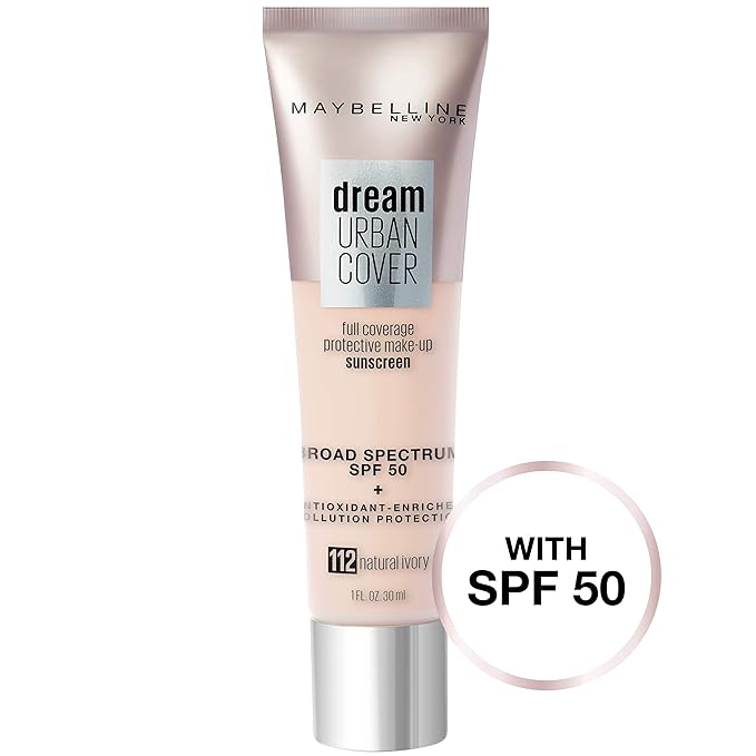 Maybelline Dream Urban Cover Flawless Coverage Foundation Makeup, SPF 50, Natural Ivory-Velvo Beauty