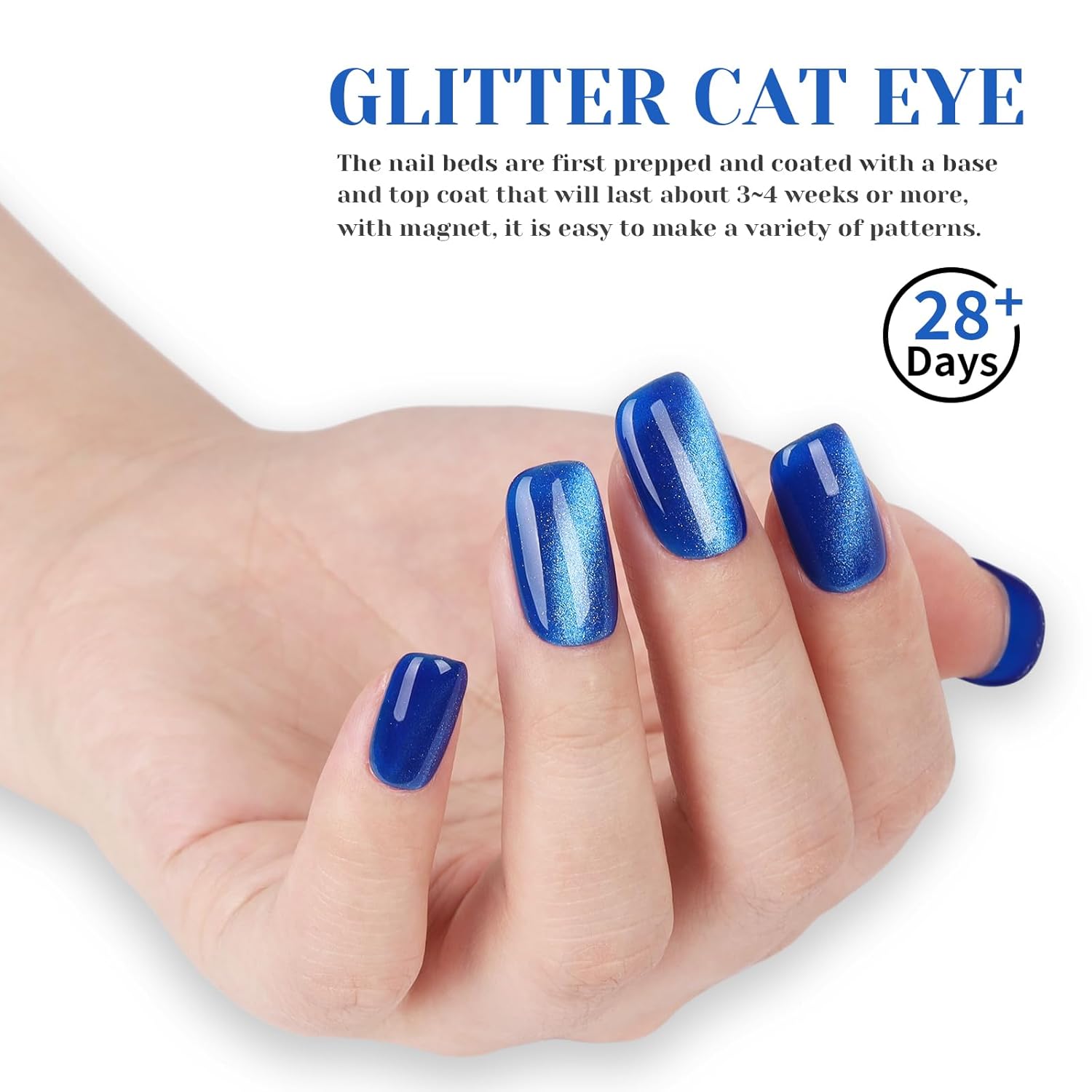 Blue Cat Eye Gel Nail Polish, LED UV Nail Lamp Needed Navy Blue Cateye Gel Polis Color for Summer Spring Winter, Perfect for DIY at Home & Ideal Gift for Nail Art Lovers!-Velvo Beauty