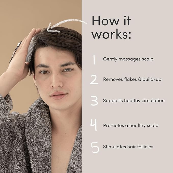 Jupiter Scalp Exfoliator Brush, Detangling Scalp Scrubber Brush, for Wet or Dry Hair, Removes Dandruff & Build-Up, Supports Circulation, Ergonomic Scalp Massager, Good for All Hair Types, White-Velvo Beauty