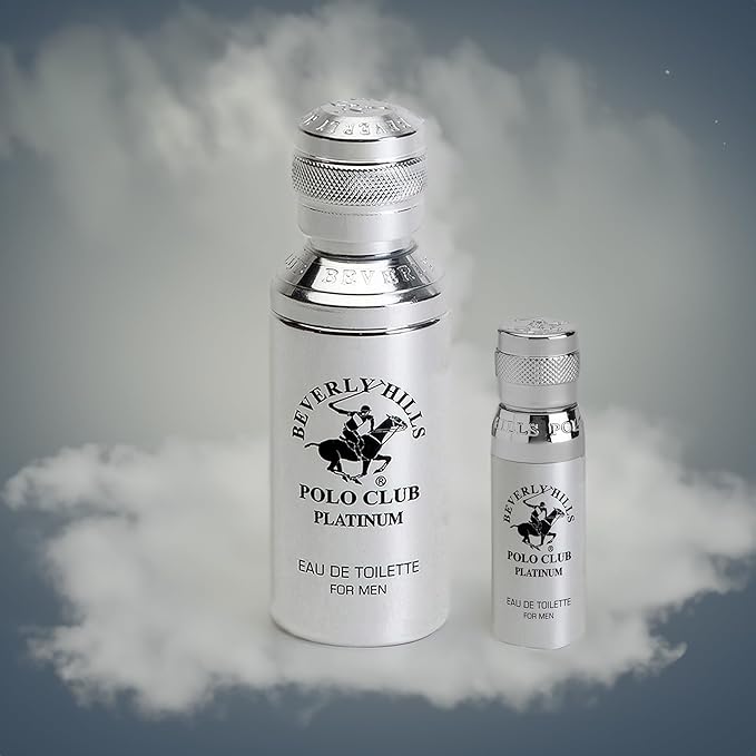 Beverly Hills Polo Club Cologne for Men Bonus Pack Designer Eau De Toilettes 3.4oz + 0.5oz 2 count (Platinum)-Velvo Beauty