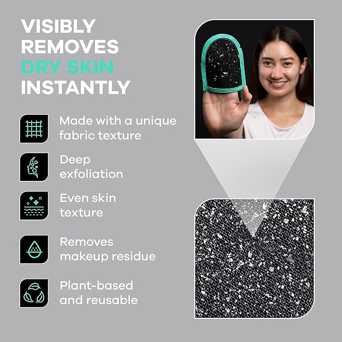 Dermasuri Deep Exfoliating Face Mitt - Scrubber, Dead and Dry Skin Remover for Men and Women - Exfoliator Gloves for Shower and Dry Use - ( 1 Pack)-Velvo Beauty