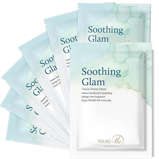 YoungMe Soothing Glam Facial Sheet Mask – 6-Pack | Hydrating & Moisturizing Korean Skin Care for Sensitive & All Skin Types-Velvo Beauty