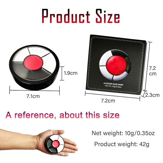 Clown Makeup Kit Face Paint Clown Wheel Black White Red Eye Black Football Softball Baseball Sports,Professional Halloween Joker Zombie Skeleton Vampire Makeup-Velvo Beauty