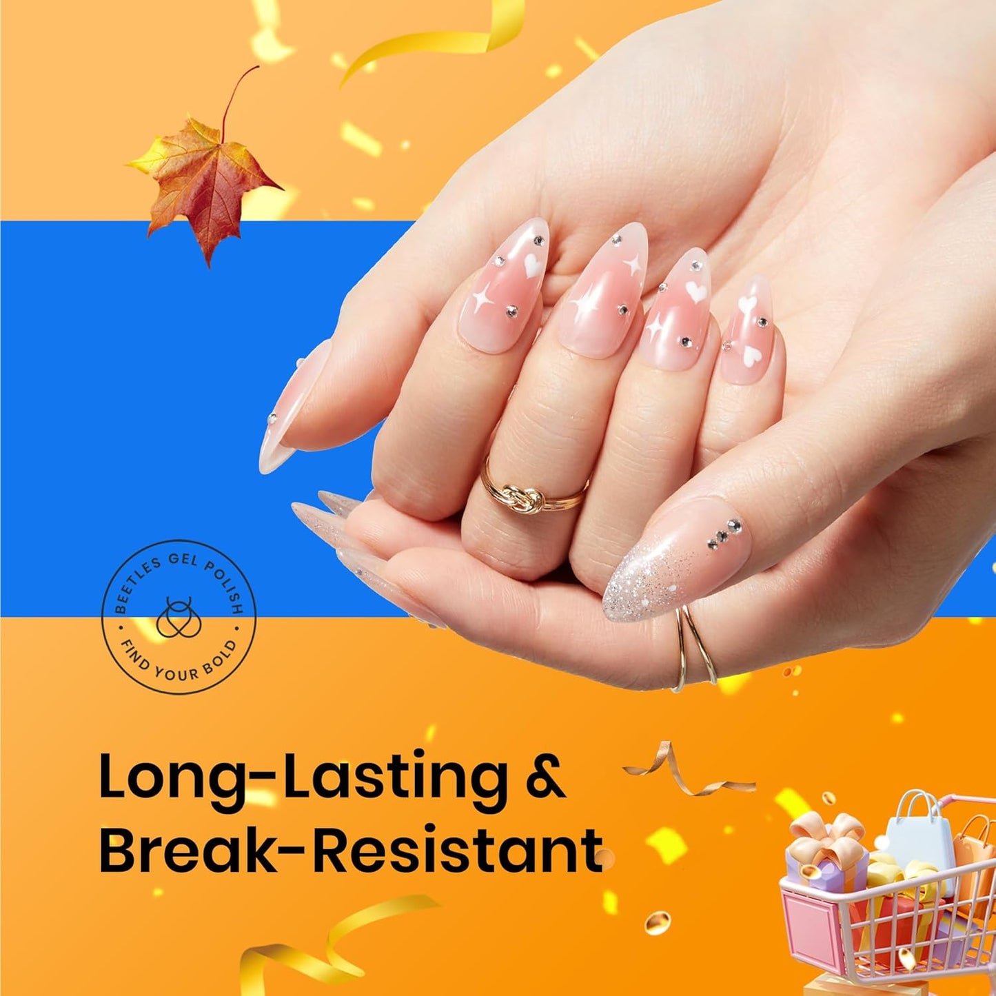 beetles Gel Polish 2 Pcs 15ml Nail Glue Kit for Acrylic Nails, 5 in 1 Super Strong Brush in Nail Gel Glue for False Nails Tips and Gel Nail Polish Led Lamp Required Nail Art Gift-Velvo Beauty