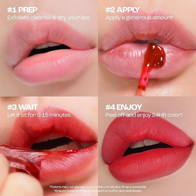 Rouge Star Plumping Lip Tattoo (0.17 oz) - 72-HR Long Lasting Waterproof Peel Off Lip Stain - Transfer-Proof, Non -Sticky Hydrating Matte Lip Tint Tattoo (Classic Red)-Velvo Beauty