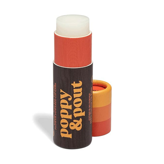 Poppy & Pout Citrus Sunrise Jumbo Lip Balm | All Natural Lip Balms & Moisturizers | Hydrates with Beeswax, Vitamin E, Organic Coconut Oil | Cruelty-Free | Lip Balm in Recyclable Cardboard Tube-Velvo Beauty