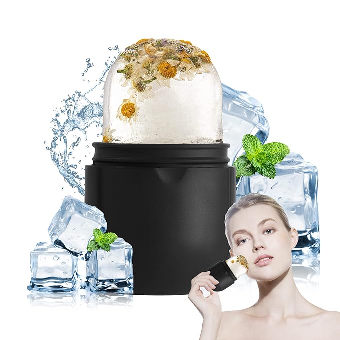 Ice Roller for Face Eye, Ice Roller Mold Face Skin Care Kit for Brighten Skin and Enhance Your Natural Glow Remove Fine Lines Shrink Pores Reduce Acne and Lubricate the Skin (Black)-Velvo Beauty