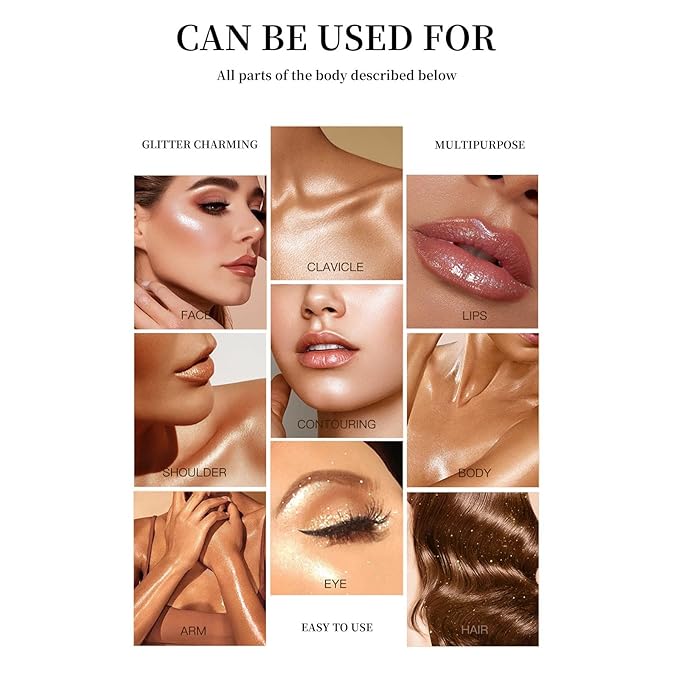 Highlighter Makeup Stick - Patting Powder, Body Glitter Fairy Dust Glitter Fairy Makeup Powder Stick Patting Powder Glitter Contour Blush Powder Face Brightens for Face Body Hair Makeup Kit - 3 Colors-Velvo Beauty