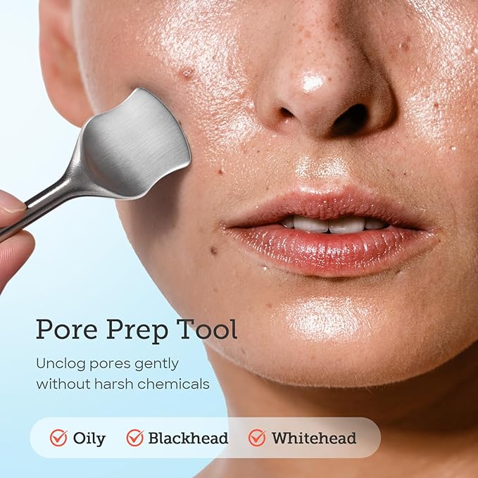 LitBear Pore Prep Tool, Blackhead Remover Pimple Popper Tool Kit, Stainless Steel Blackhead Extractions Tool for Acne, Whitehead Popping, Blemish, Comedone, Pink-Velvo Beauty