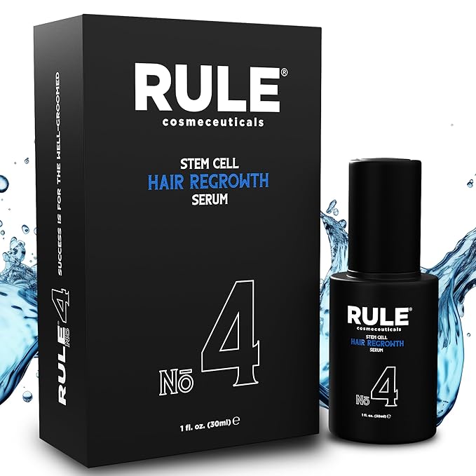 RULE No.4 Stem Cell Hair Growth Serum, Natural Oil with Biotin, Castor Oil & DHT Blocker Saw Palmetto for Thicker Fuller Longer Hair Regrowth, Scalp Serum Hair Loss Treatments for Men & Women-Velvo Beauty