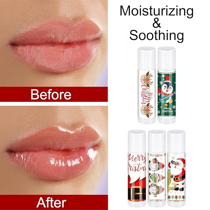 50 Pcs Pink Princess Lip Balm Bulk Pink Girl Lip Care Products Pink Girl Birthday Party Supplies Princess Party Gifts for Kids Women Bachelorette Party Bridal Baby Shower(Classic Christmas Styles)-Velvo Beauty