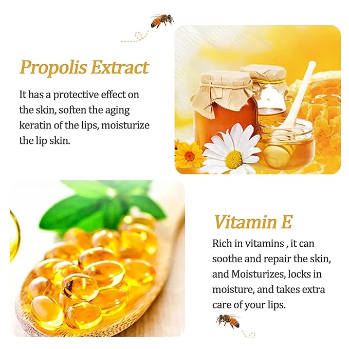 Honey Lip Balm Pot, Honey Lip Mask Propolis Lip Mask Balm Moisturizing Hydrating Prevention Dry and Cracked Lip Scrubs Exfoliator (1 Pack Honey)-Velvo Beauty