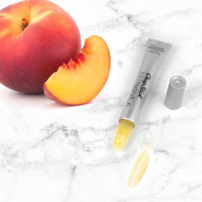 Chapstick Total Hydration Vitamin Enriched Lip Oil, Non Tinted, Vitamin c, vitamin E, Contains Omega 3 6 9, Peach Tea Flavor, 0.23 Fl Oz (Pack of 1)-Velvo Beauty