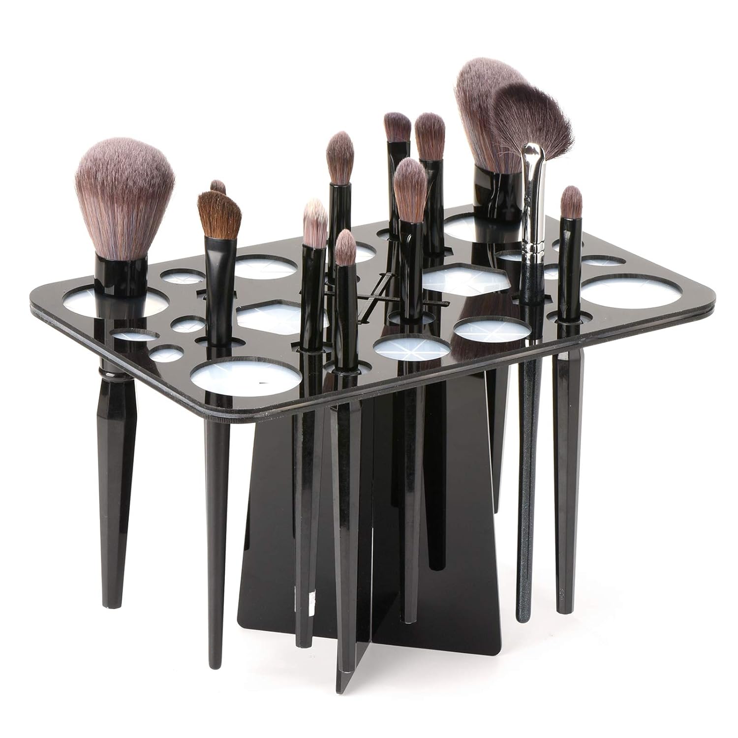 Acrylic Makeup Brushes Drying Rack, Brushes Dryer, Collapsible Holder Stand Tree Tray Support Display for Makeup Artist Nail Brushes Paintbrushes Makeup Lovers, 28 Slot, Black, Unisex-Velvo Beauty