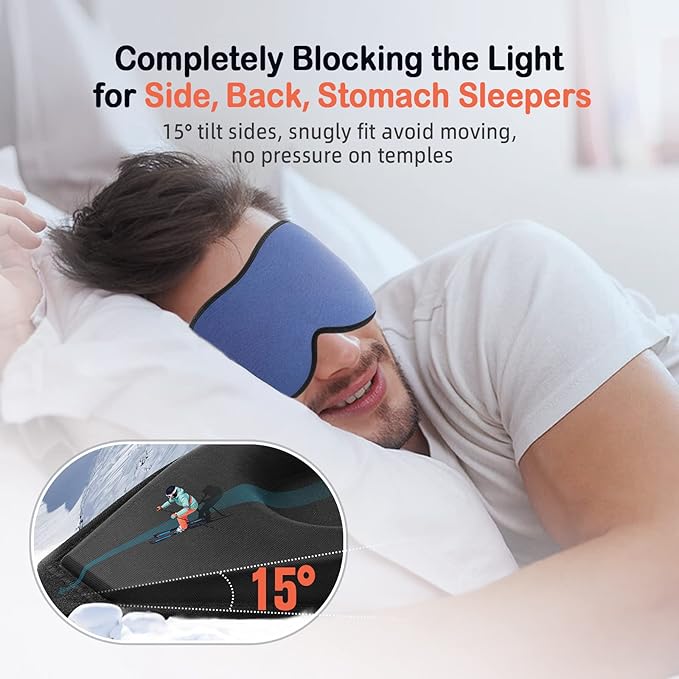 LitBear Sleep Masks, Light Blocking Eye Mask Sleeping for Women Men Side Sleeper, Soft 3D Comfortable Sleeping Mask with Adjustable Elastic Strap for Travel-Velvo Beauty