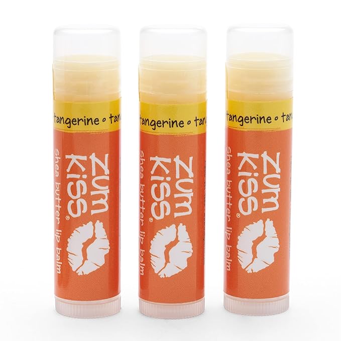 Zum Tangerine Kiss Stick (Pack of 3) with Certified Organic Sunflower Seed Oil, Beeswax, Shea Butter, Pure Essential Oils, Candelila Wax, Vitamin E and Honey, 0.15 oz-Velvo Beauty