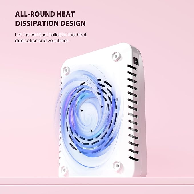 Nail Dust Collector for Nail Techs,Compact & Quiet Vacuum Fan Dust Collector with Reusable Filter, Powerful Dust Suction Machine,Nail Tech Must Haves for Gel Polish,Pedicures,Salon & Home Use-Velvo Beauty