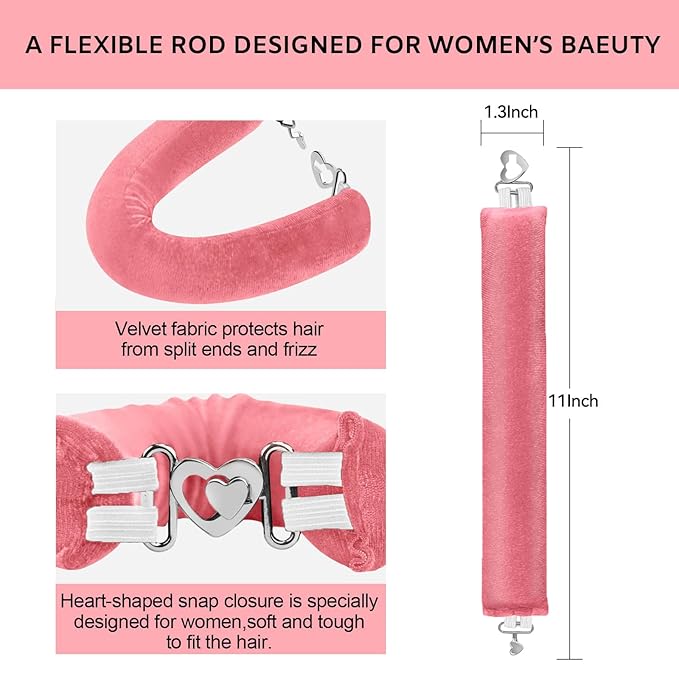 Heatless Curls Overnight Set - Jumbo Overnight Hair Curlers to Sleep In, Soft Velvet Hair Rollers for Women, No Damage Curls Styling Tools 3pcs-Velvo Beauty