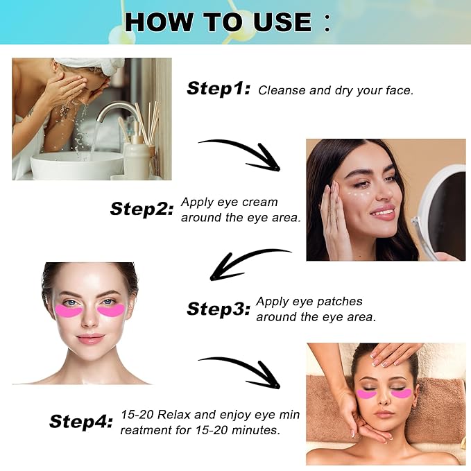 Aethland Reusable Eye Patches, 3 Pairs Silicone Under Eye Patches with Lifting Effect to Reduce Wrinkles and Fine Lines, Pair with Eye Roller Massager Eye Serums Cream Applicator-Velvo Beauty