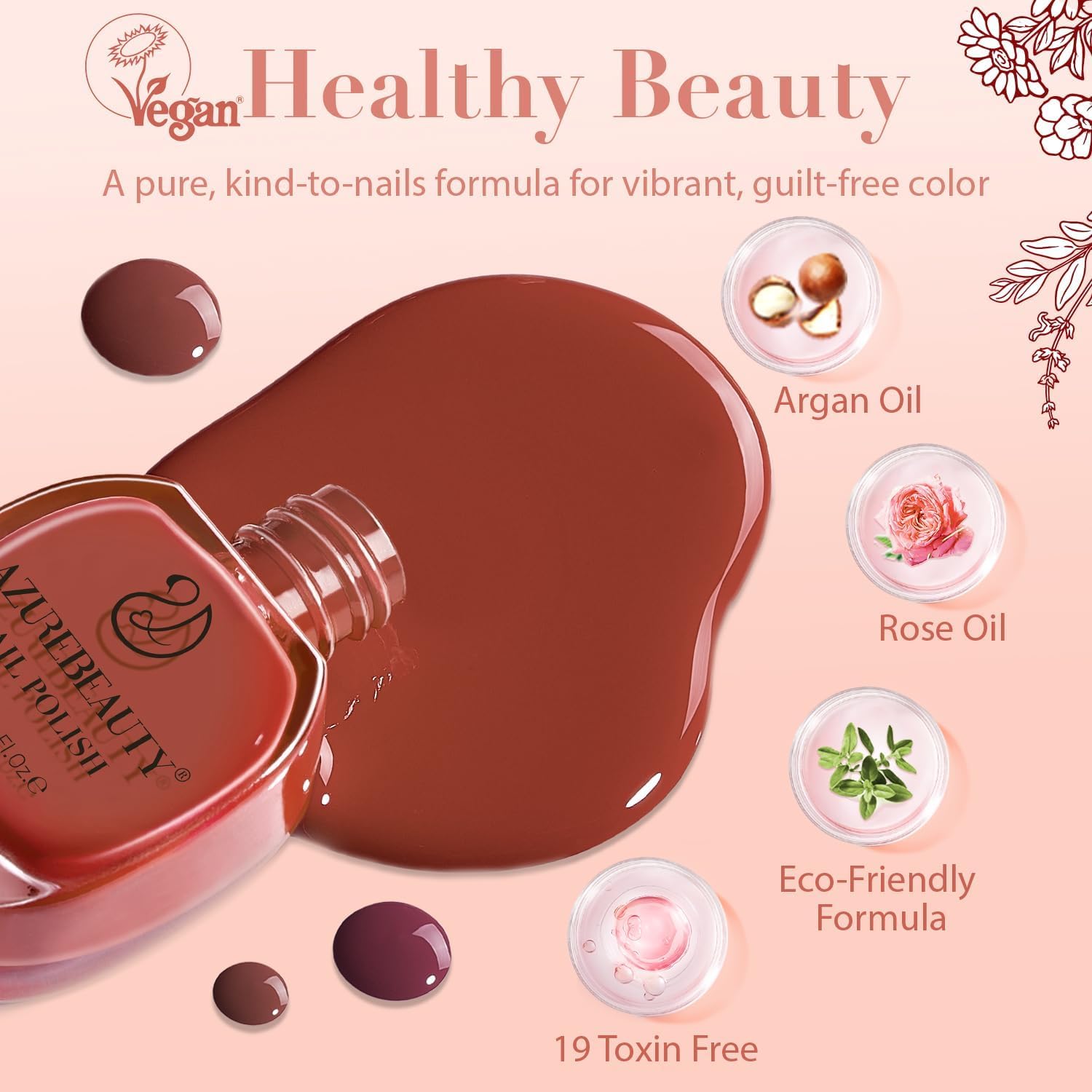 AZUREBEAUTY Jelly Nail Polish Set 4 Colors Nude Brown Red Purple Quick Dry Transparent Sheer Nail Polish Natural Nail Lacquer Fingernail with Top Coat DIY Salon Home-Velvo Beauty