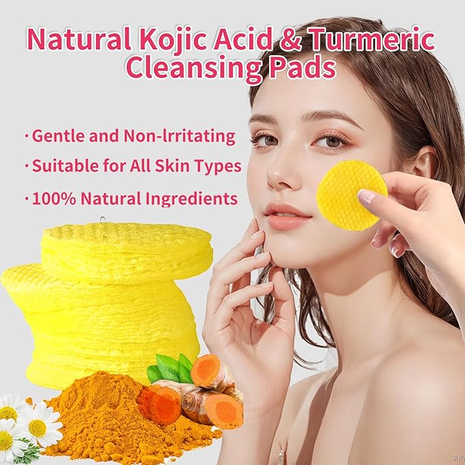 40 PCS Turmeric Kojic Acid Cleansing Pads,Turmeric and Kojic Acid Face Pads,Turmeric Kojic Acid Pads for Face-Velvo Beauty