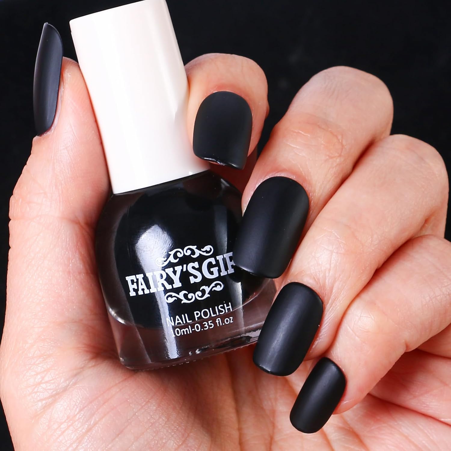 Matte Nail Polish Air Dry Nail Lacquer for Nail Art Varnish, Mist Effect Matte Finish Velvet Nail Polish, 0.35 fl oz (Piano Black-09, 10 ML)-Velvo Beauty