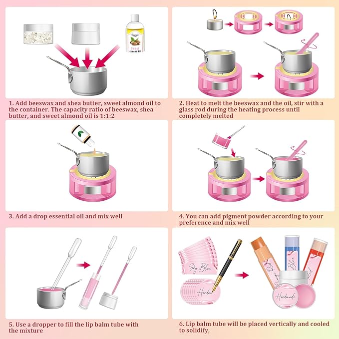 TSVATE DIY Lip Balm Kit, 47Pcs Lip Balm Making Kit for Kids, Make Your Own Lip Balm, DIY Lip Care Kit by Multi-flavor and Multicolored, DIY Makeup Set for Birthday Gift-Velvo Beauty