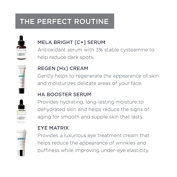 ALPHASCIENCE La Box Esthetique [Intense Brightening] Discovery Kit - MELA BRIGHT [C+], REGEN [HX], HA BOOSTER, & EYE MATRIX - Helps Reduce Look of Dark Spots & Scars - Moisturizing & Soothes - 1 Kit-Velvo Beauty