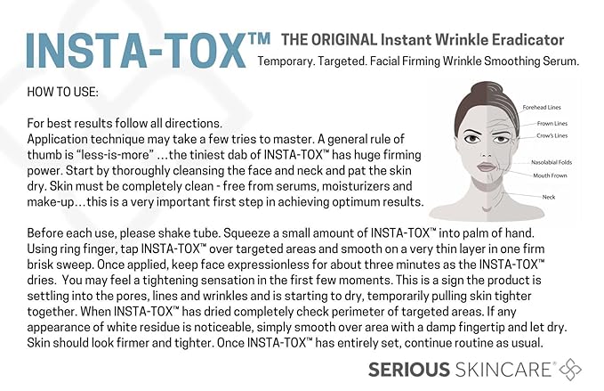 Serious Skincare INSTA-TOX Instant Wrinkle Smoothing Serum - Improves appearance of Fine Lines & Wrinkles -Temporarily Tightens Skin - Instant Line Filler - Two .75 oz. Tubes (2Pack)-Velvo Beauty