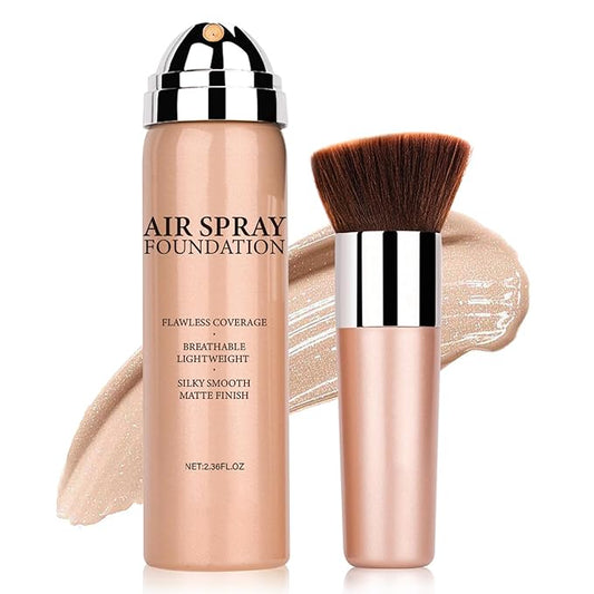 NVLEPTAP Airbrush Foundation Makeup Spray Silky Lightweight Full Coverage Foundation Face Air Cushion Foundation Set with Soft Makeup Brush - 03 Nude-Velvo Beauty