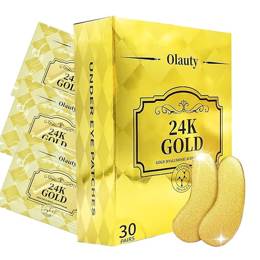 Under Eye Patches for Dark Circles and Puffy Eyes (30 Pairs), 24K Gold Eye Masks for Reducing Wrinkles and Fine Lines Under eye, Collagen Eye Gel Pads Improve and Firm Eye Skin, Natural Extract-Velvo Beauty