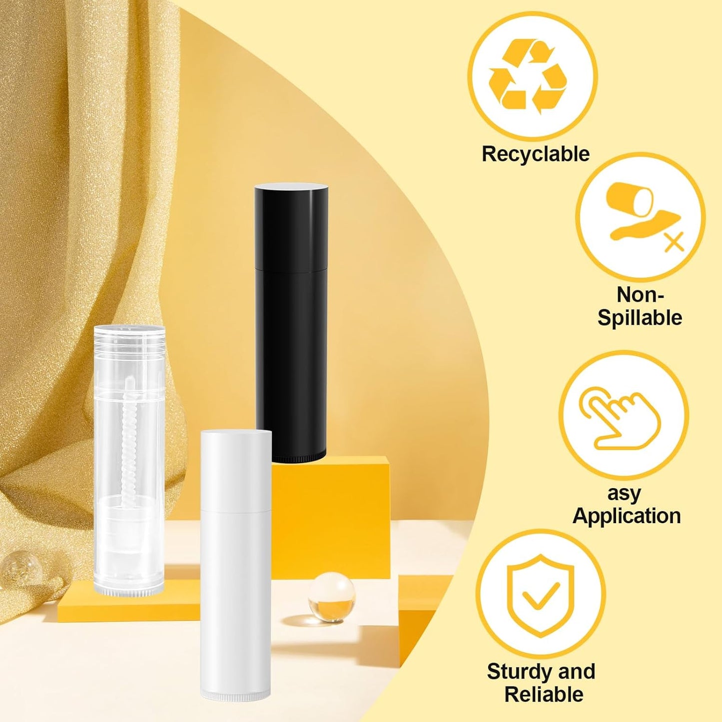 Empty Lip Balm Tubes for DIY Lipstick with Leak-proof Caps, 100-Pack Lip Balm Containers BPA Free, White-Velvo Beauty