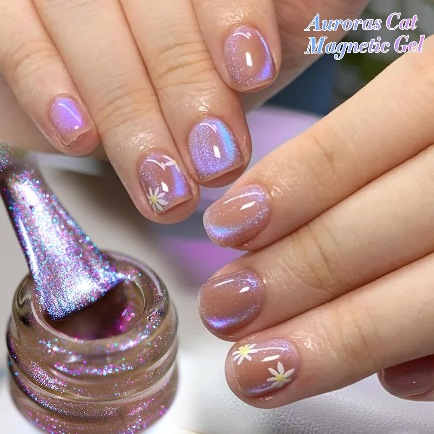 Born Pretty Purple Auroras Cat Magnetic Eye Gel, Fall Winter Mermaid Shiny Effect Soak Off Nail Art Salon Manicure Home Gift 15ml-Velvo Beauty