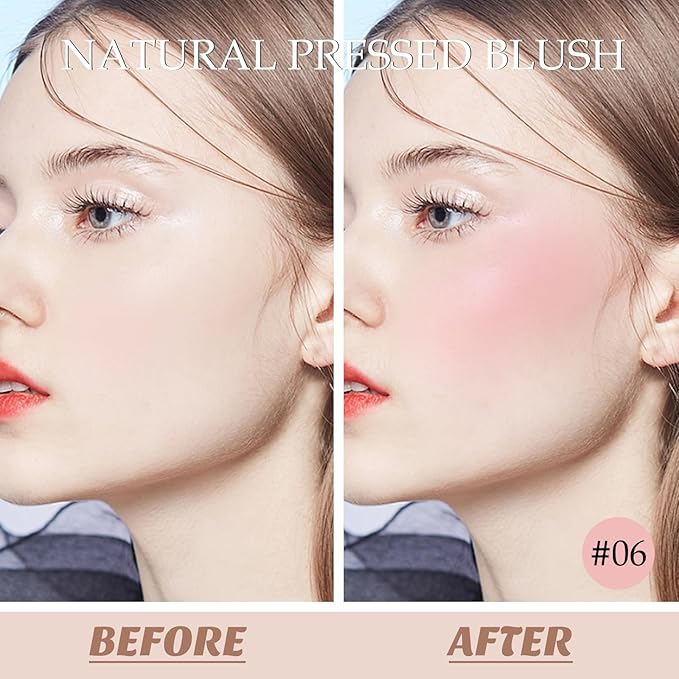 Boobeen Powder Blush, Single Color Blush Face Blush Palette Matte Baked Cream Blush Makeup Powder, High Pigment Pressed Blush for Create a Natural Cheek Flushed Look (06#)-Velvo Beauty