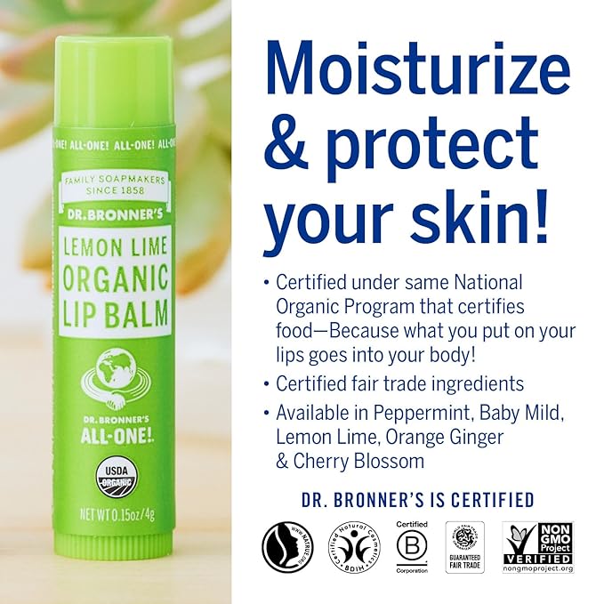 Dr. Bronners Lemon Lime Lip Balm, 4 GR-Velvo Beauty